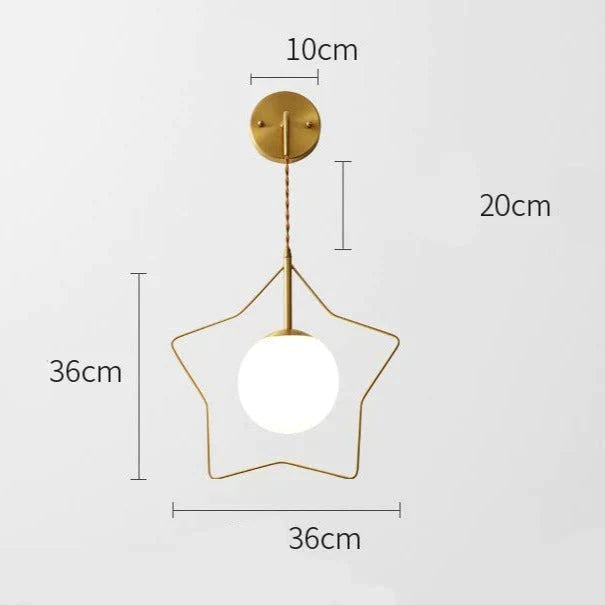 Nordic Star Wall Lamp Copper Bedroom Bedside Lamp Modern Minimalist Living Room Copper Wall Lamp