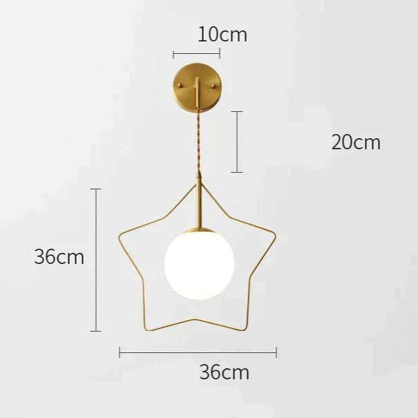 Nordic Star Wall Lamp Copper Bedroom Bedside Modern Minimalist Living Room Lamps