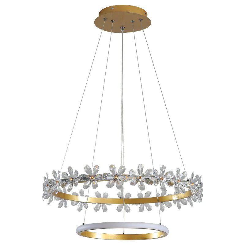 Nordic Style Crown Crystal Flower Pendant Light