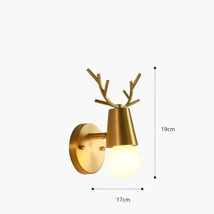 Nordic Wall Lamp Copper Antler Living Room Tv Background Creative Decoration Deer Childrens Bedroom