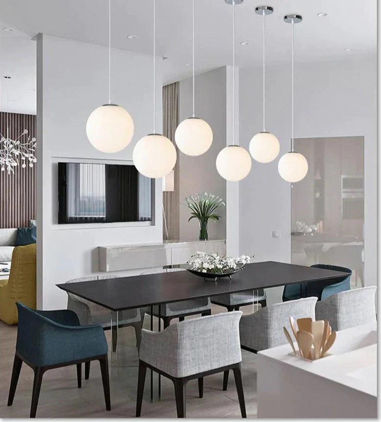 Nordic White Glass Ball Pendant Lights Modern LED Living Room Hanglamp Pendant Lamp Restaurant Bar Aisle Bubble Ball Luminaire