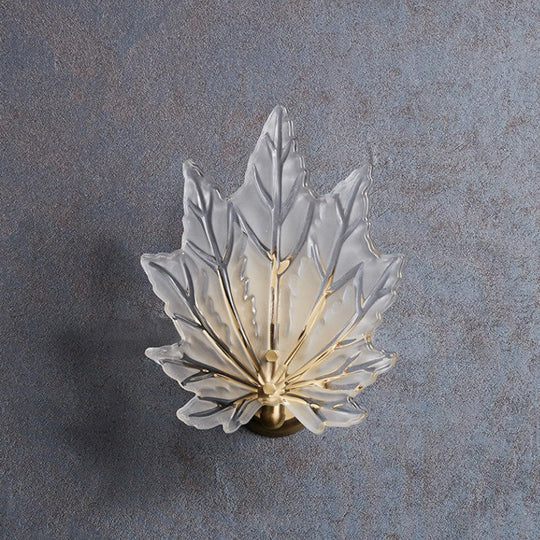 Personality Glass Maple Leaf Pure Copper Wall Lamp Bedroom Bedside Wall Lamp Personality Simple Study Stair Lamp