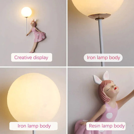 Pink Girl Wall Lamp for Princess Room Girls Room