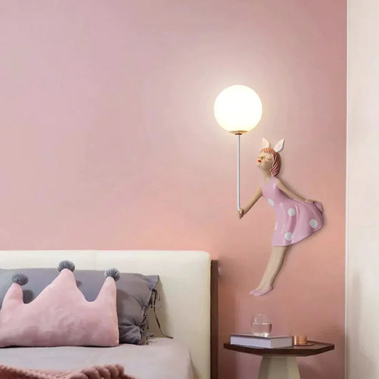 Pink Girl Wall Lamp for Princess Room Girls Room