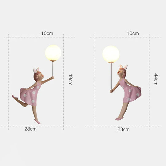 Pink Girl Wall Lamp for Princess Room Girls Room