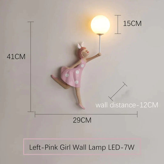 Pink Girl Wall Lamp for Princess Room Girls Room