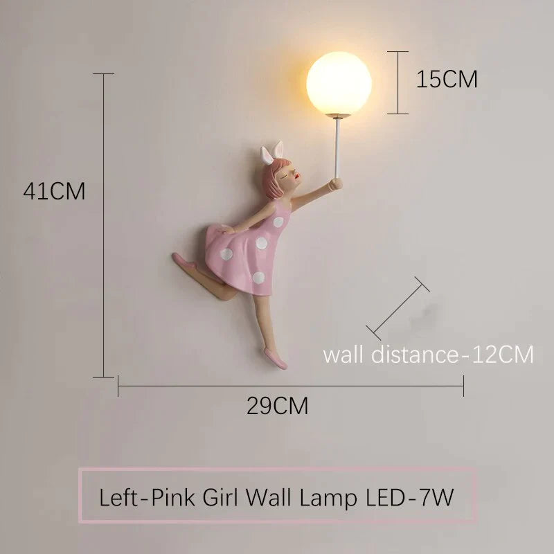 Pink Girl Wall Lamp For Princess Room Girls