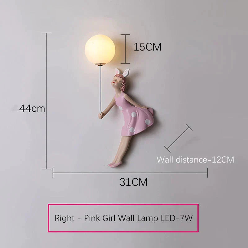 Pink Girl Wall Lamp for Princess Room Girls Room