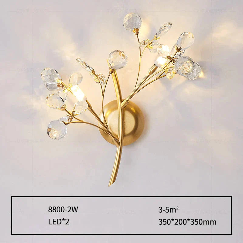 Post Modern Luxury Branch Style Crystal LED Wall Lamp