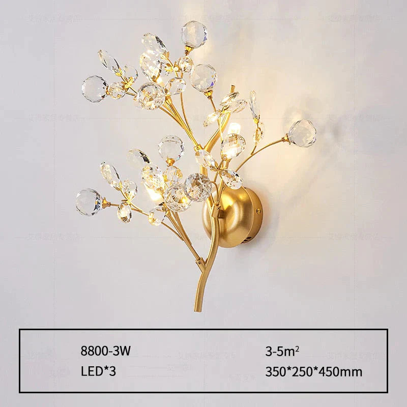 Post Modern Luxury Branch Style Crystal LED Wall Lamp