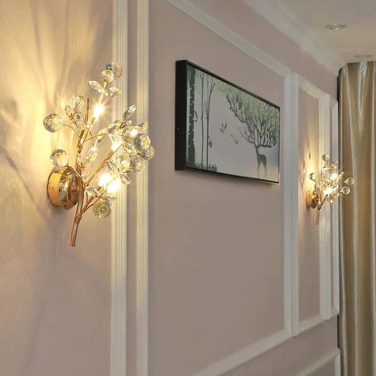 Post Modern Luxury Branch Style Crystal LED Wall Lamp