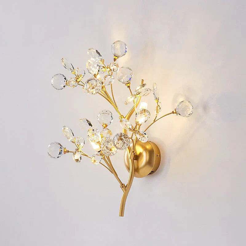 Post Modern Luxury Branch Style Crystal Led Wall Lamp