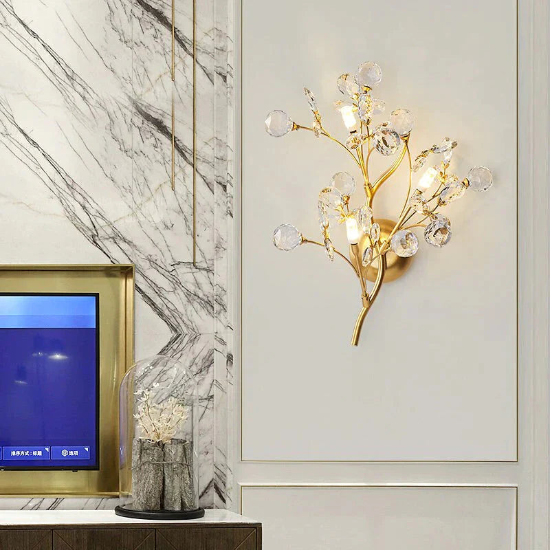 Post Modern Luxury Branch Style Crystal LED Wall Lamp