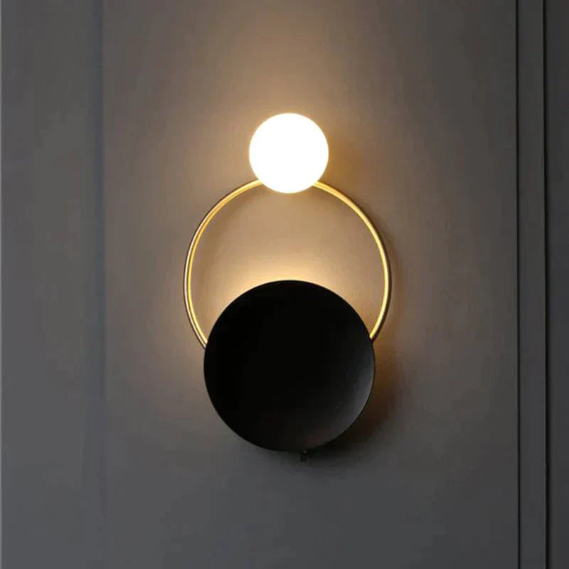 Post-Modern Personality Circle Copper Wall Lamp Creative Living Room Bedroom Hallway Hallroom Villa