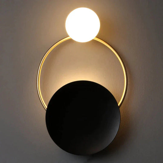 Post-modern Personality Circle Copper Wall Lamp Creative Living Room Bedroom Hallway Hallroom Villa Light Luxury Art Wall