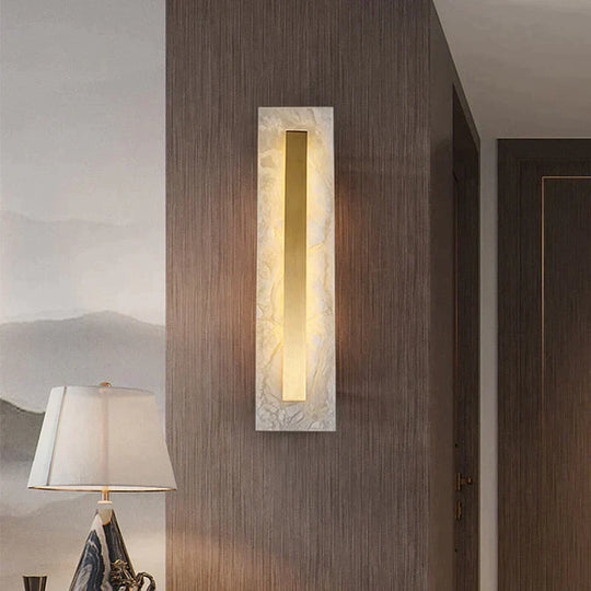 Postmodern Luxury Copper Marble Wall Lamp In Gold Shade For Living Room Restaurant Bedroom Indoor