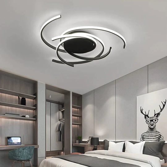 Creative Modern Led Ceiling Lights Living Room Bedroom Study Balcony Indoor Lighting Black White Aluminum Ceiling Lamp Fixture