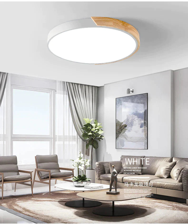 Nordic Oak App Dimmable Led Ceiling Lights Living Room Round Multicolor Alloy Led Ceiling Lamp Bedroom Led Ceiling Light Fixture