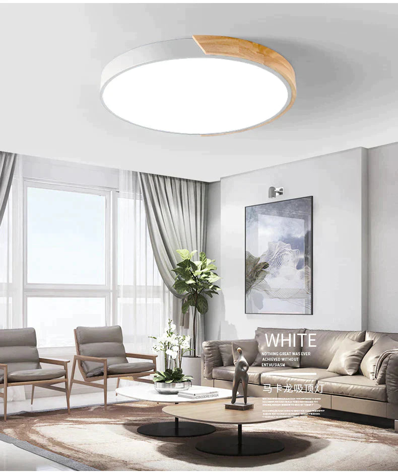 Nordic Oak App Dimmable Led Ceiling Lights Living Room Round Multicolor Alloy Lamp Bedroom Light