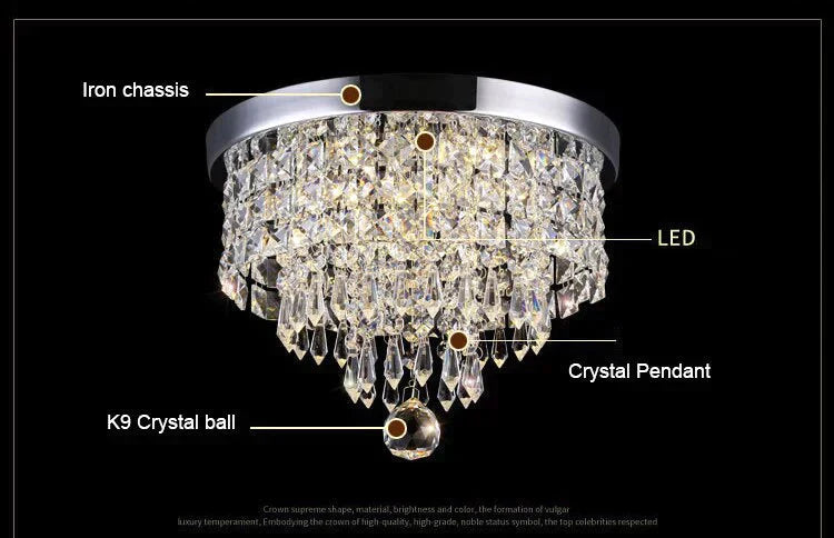 Modern Crystal Led Ceiling Light Fixture For Indoor Lamp Lamparas De Techo Surface Mounting Bedroom