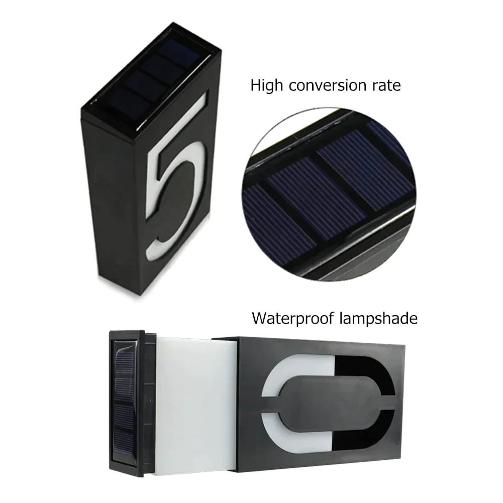 Outdoor Lighting Porch Lights  House Number Solar Led Light 6 LED Illumination Doorplate Lamp With Rechargeable Battery