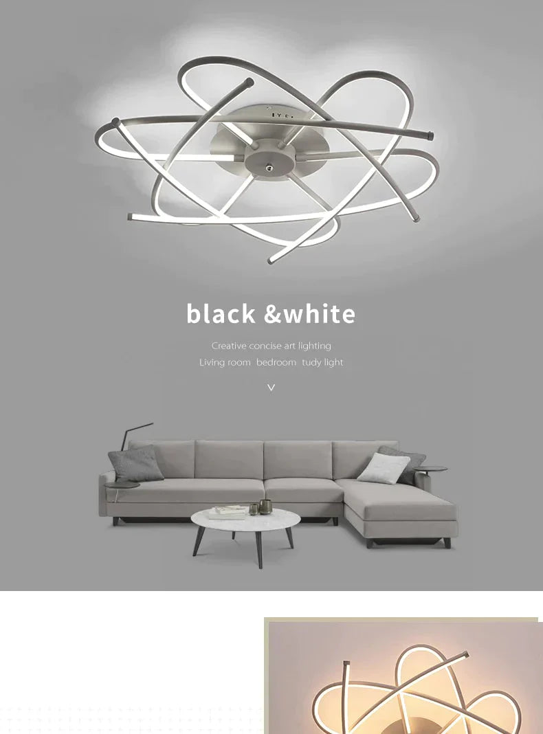 Matte Grey/Black Modern Led Ceiling Lights For Living Room Bedroom Study Room RC Dimmable Ceiling Lamp