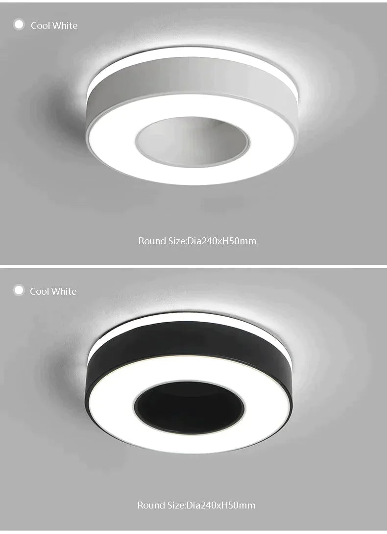 Diameter 240Mm Modern Led Chandelier For Holly Aisle Corridor Bedroom Black Or White