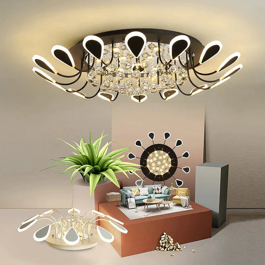 Crystal Modern Led Ceiling Lighst For Living Room Bedroom Study Room White/Black Color Ceiling Lamp Led Plafond