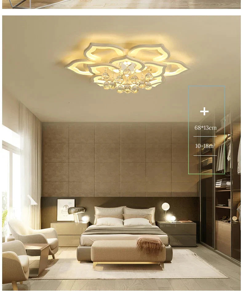 White Acrylic Modern Chandelier Lights For Living Room Bedroom Remote Control Led Indoor Lamp Home Dimmable Lighting Fixtures De