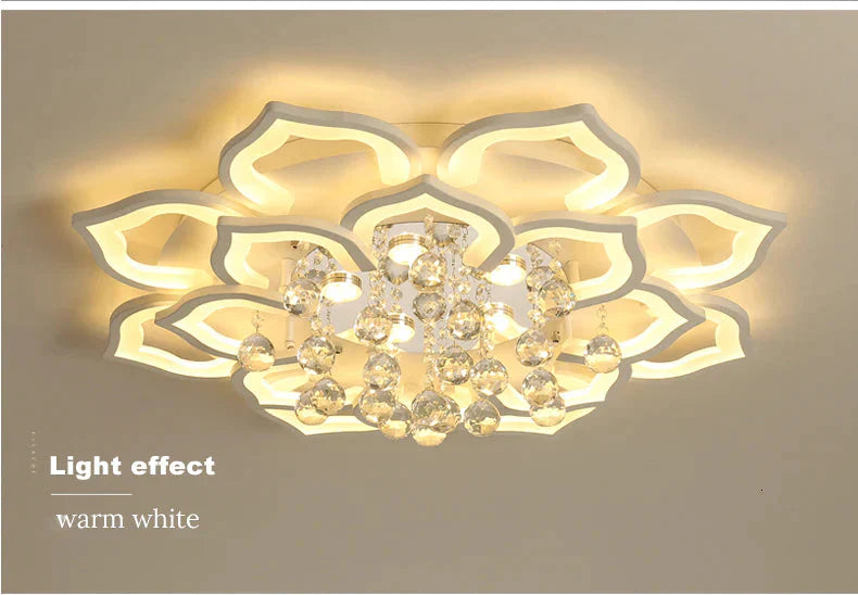 White Acrylic Modern Chandelier Lights For Living Room Bedroom Remote Control Led Indoor Lamp Home