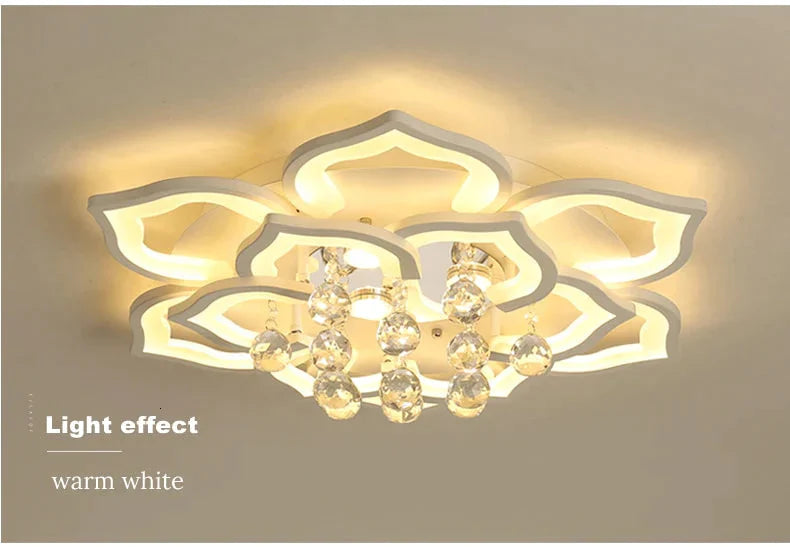 White Acrylic Modern Chandelier Lights For Living Room Bedroom Remote Control Led Indoor Lamp Home Dimmable Lighting Fixtures De