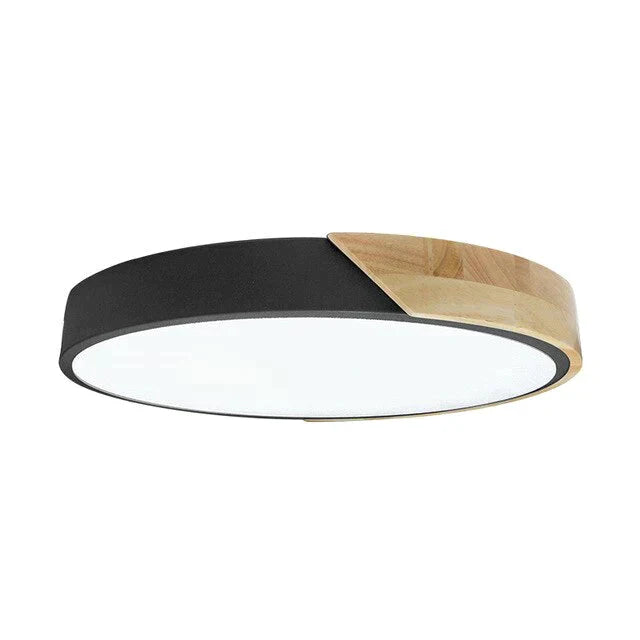 Led Discolor Ceiling Lamp Acrylic Wooden Round Multicolor 18W Surface Mounted Lighting Fixtures