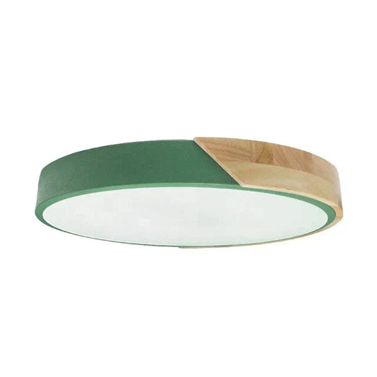 Led Discolor Ceiling Lamp Acrylic Wooden Round Multicolor 18W Surface Mounted Lighting Fixtures