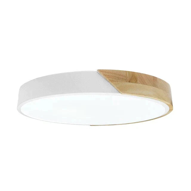 Led Discolor Ceiling Lamp Acrylic Wooden Round Multicolor 18W Surface Mounted Lighting Fixtures