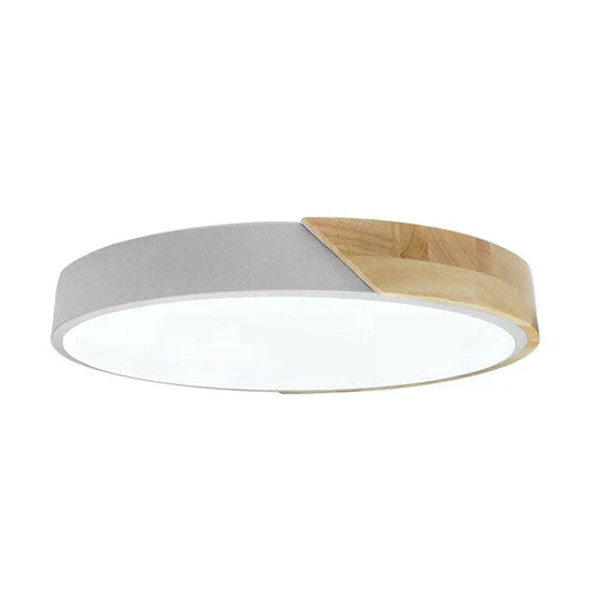 Led Discolor Ceiling Lamp Acrylic Wooden Round Multicolor 18W Surface Mounted Lighting Fixtures Gray