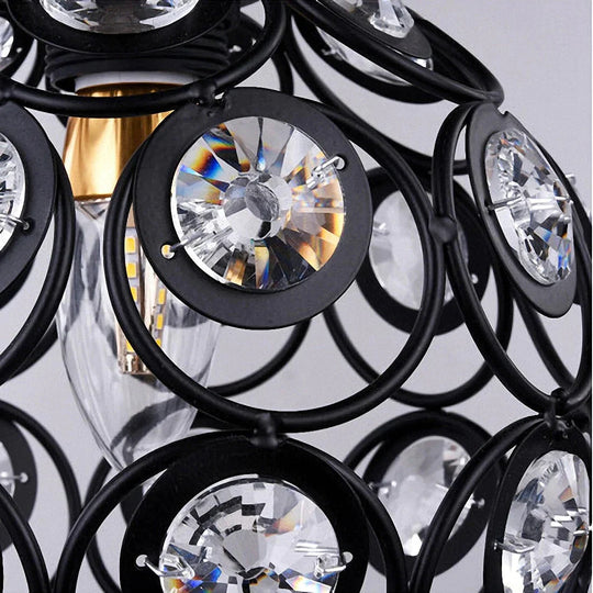 E27 Black Creative Crystal Minimalist Ceiling Light Single Wall Ceiling Lamp Bedroom Lamp Single European Iron Lamp Crystal La