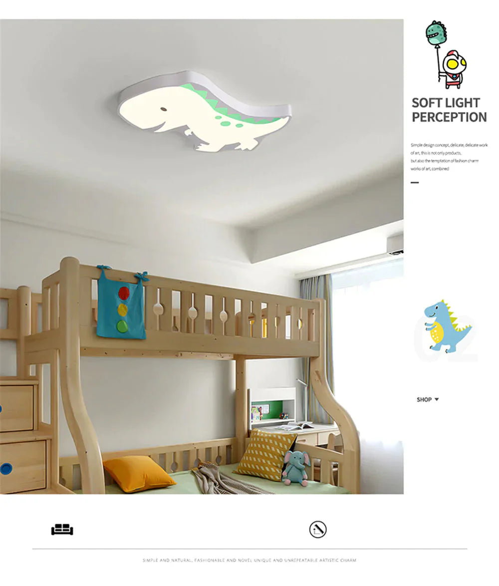 Novelty Dinosaur LED Ceiling Lights Iron Modern Lovely Children Baby Kids Bedroom Light Fixtures Colorful Lighting