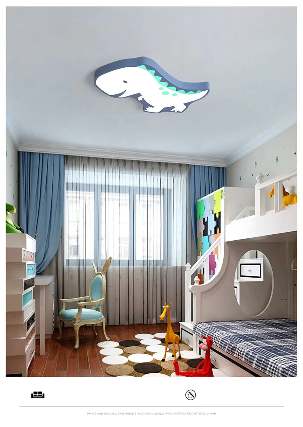 Novelty Dinosaur LED Ceiling Lights Iron Modern Lovely Children Baby Kids Bedroom Light Fixtures Colorful Lighting