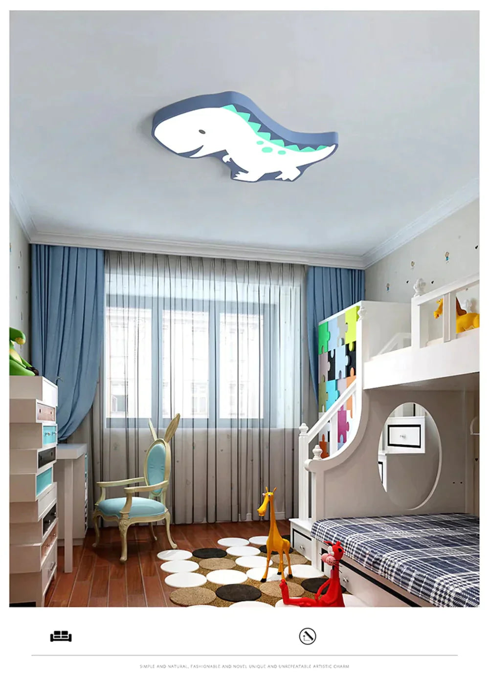 Novelty Dinosaur Led Ceiling Lights Iron Modern Lovely Children Baby Kids Bedroom Light Fixtures