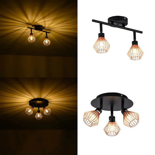 Rotatable Black Ceiling Lamp Lighting With Creative Cage Angle Adjustable G9 Lights Bulb For Store Shop Showroom lighting