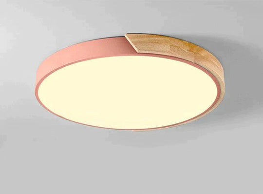 Nordic Fashion Simple Wooden Ceiling Lamps Colorful Round Aluminum Bedroom Living Room Light Fixture