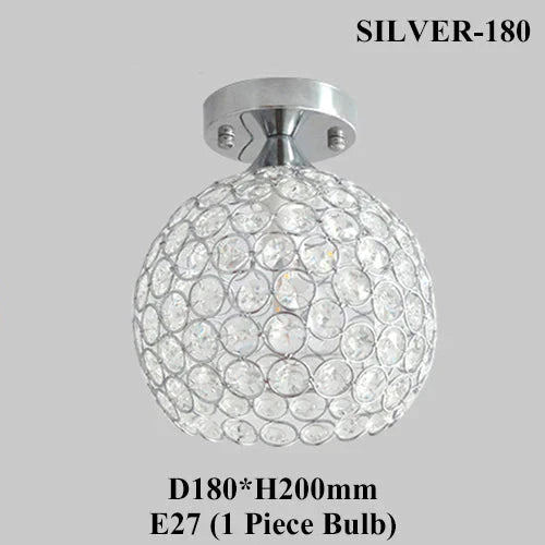 E27 Creative Crystal Minimalist Ceiling Light Simple Ceiling Lamp Bedroom Simple European Iron Lamp