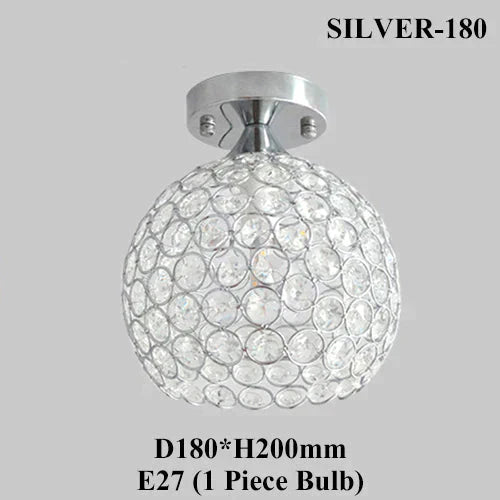 E27 Creative Crystal Minimalist Ceiling Light Simple Lamp Bedroom European Iron