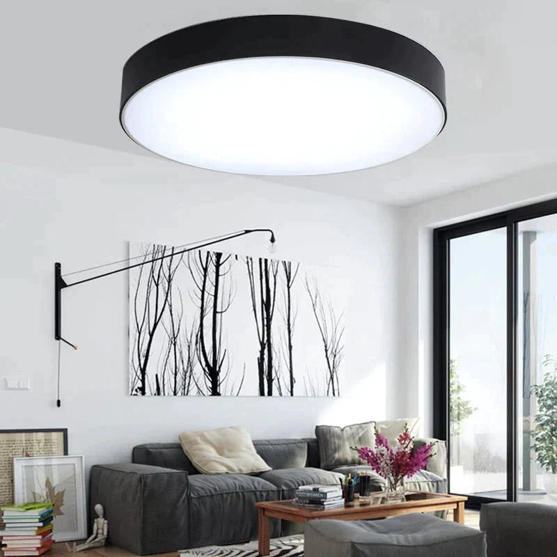 Modern Iron Round Black White Led Ceiling Lights For Living Room Bedroom Indoor Lamps