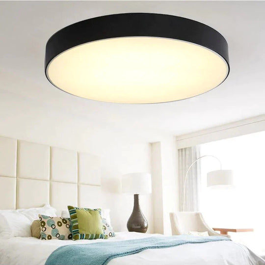 Modern Iron Round Black White LED Ceiling Lights for Living Room Bedroom Indoor Ceiling Lamps