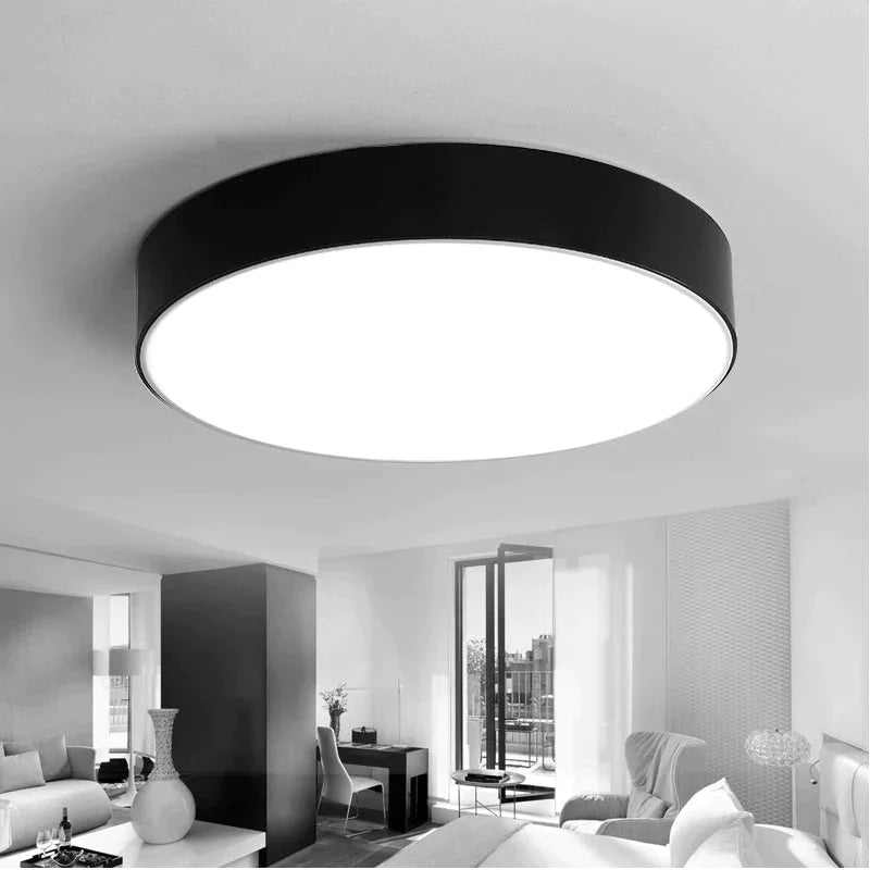 Modern Iron Round Black White LED Ceiling Lights for Living Room Bedroom Indoor Ceiling Lamps