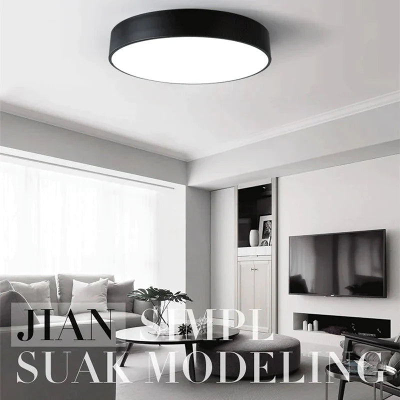 Modern Iron Round Black White LED Ceiling Lights for Living Room Bedroom Indoor Ceiling Lamps