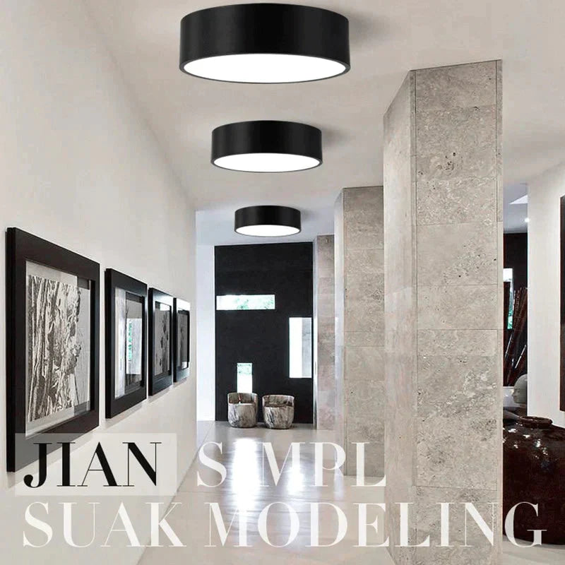 Modern Iron Round Black White LED Ceiling Lights for Living Room Bedroom Indoor Ceiling Lamps