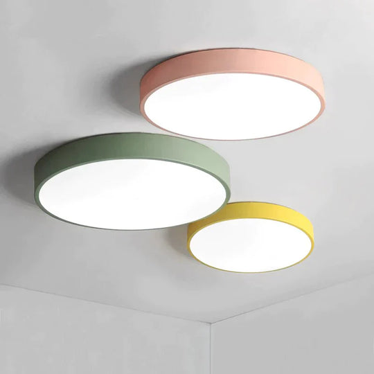 Modern Colorful Macaron Round LED Ceiling Light Kids Room Light Lamparas De Techo Lustre LED Lamp