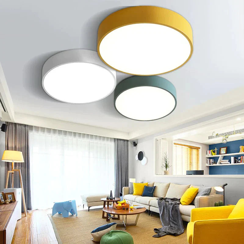 Modern Colorful Macaron Round LED Ceiling Light Kids Room Light Lamparas De Techo Lustre LED Lamp